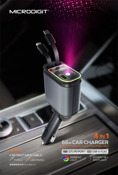 PowerLink Max™ | Carregador Automóvel 4 em 1 | Energia Rápida, Organização e Máxima Conveniência